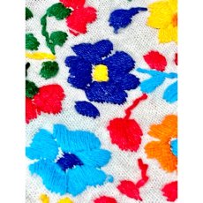 画像13: メキシコ製 鳥刺繍 花刺繍 フォークロア 半袖 レトロ ヴィンテージメキシカンドレス ホワイト 白 (13)