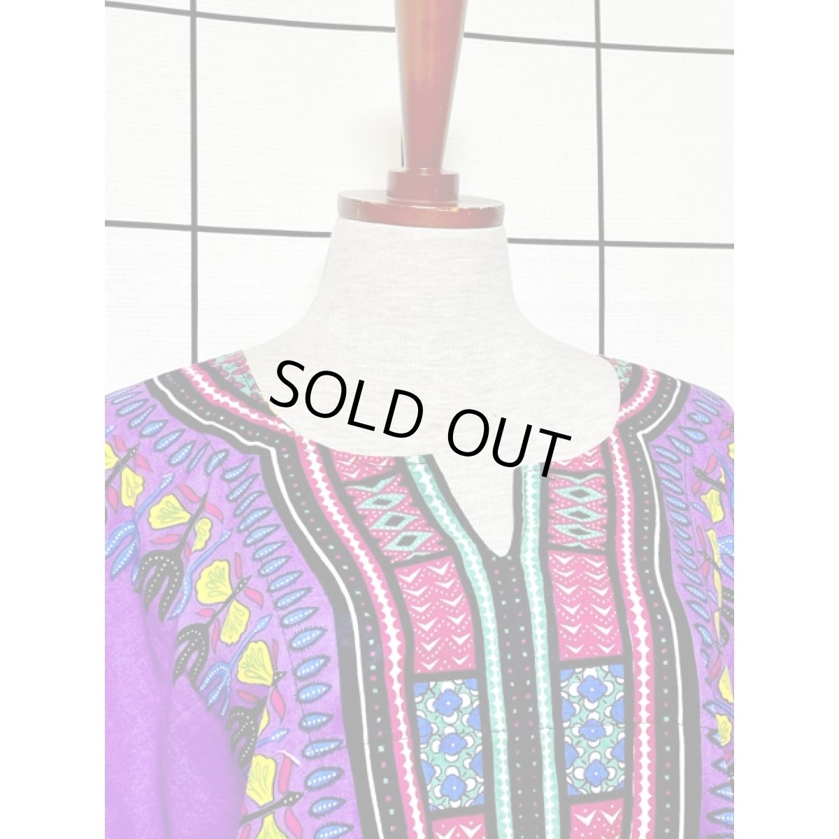 画像5: アフリカンバティック トップス プルオーバー 半袖 ヴィンテージ 古着 エスニック レトロ (5)