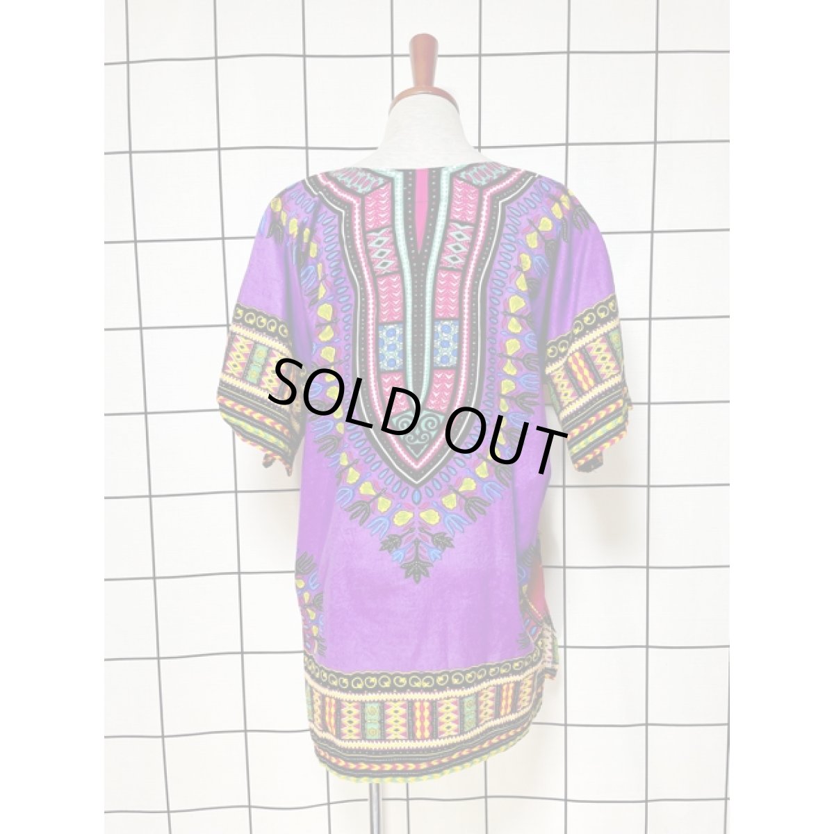 画像2: アフリカンバティック トップス プルオーバー 半袖 ヴィンテージ 古着 エスニック レトロ (2)