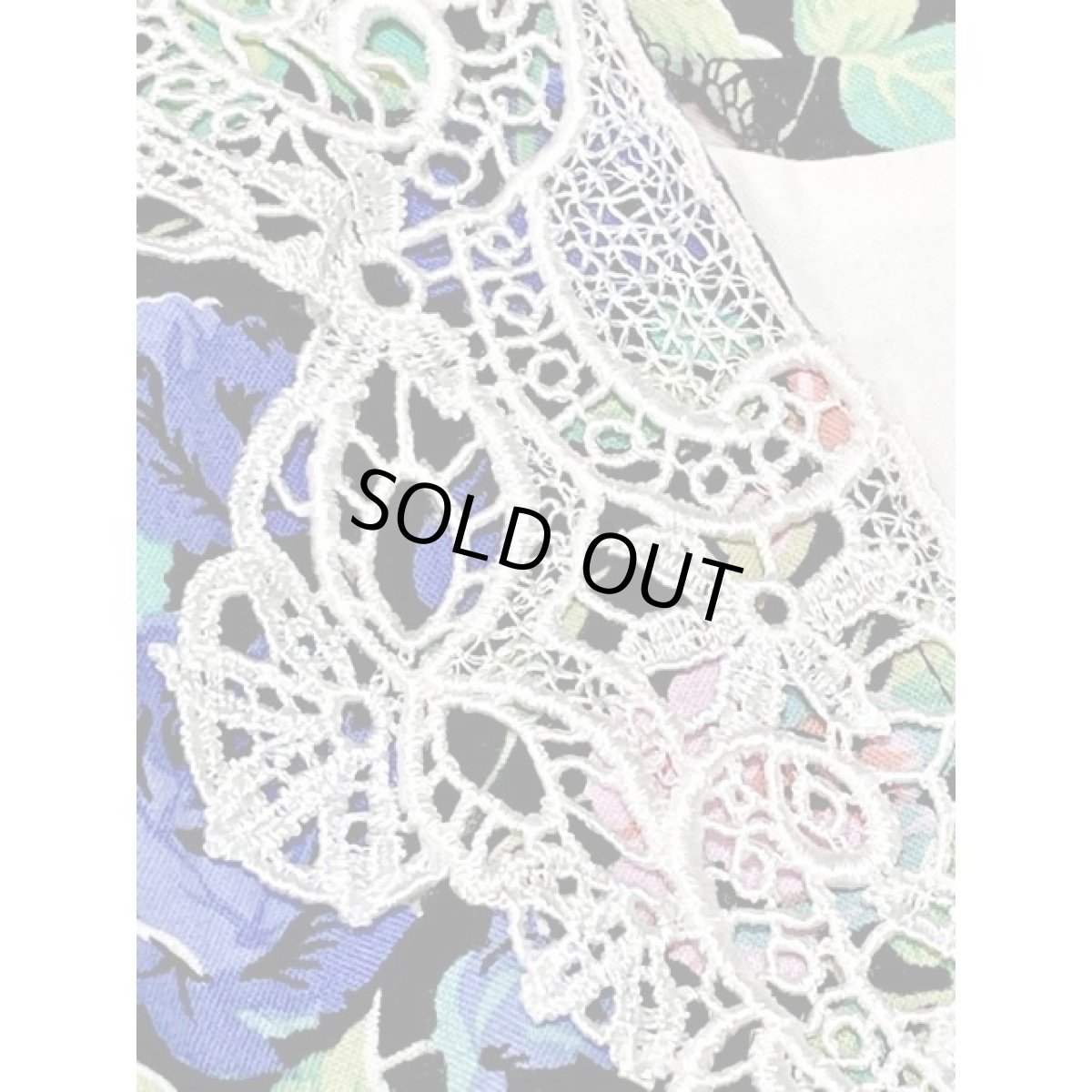 画像10: フロントレース ベルト付 花柄 クラシカル ガーリー レトロ アメリカ古着 ヴィンテージワンピース (10)