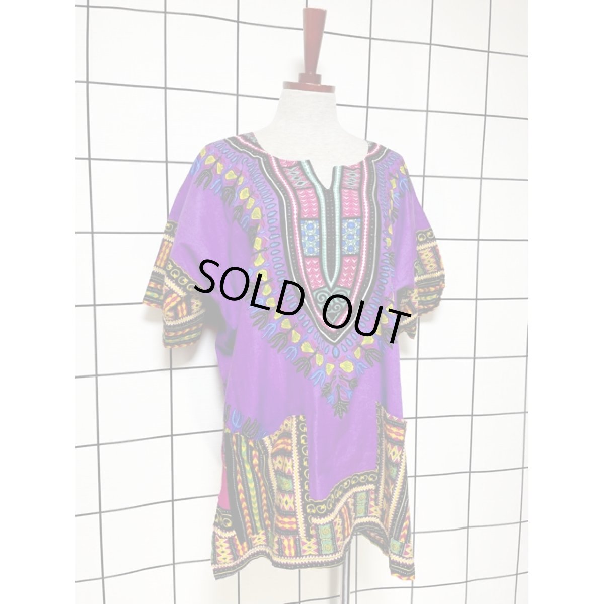 画像3: アフリカンバティック トップス プルオーバー 半袖 ヴィンテージ 古着 エスニック レトロ (3)