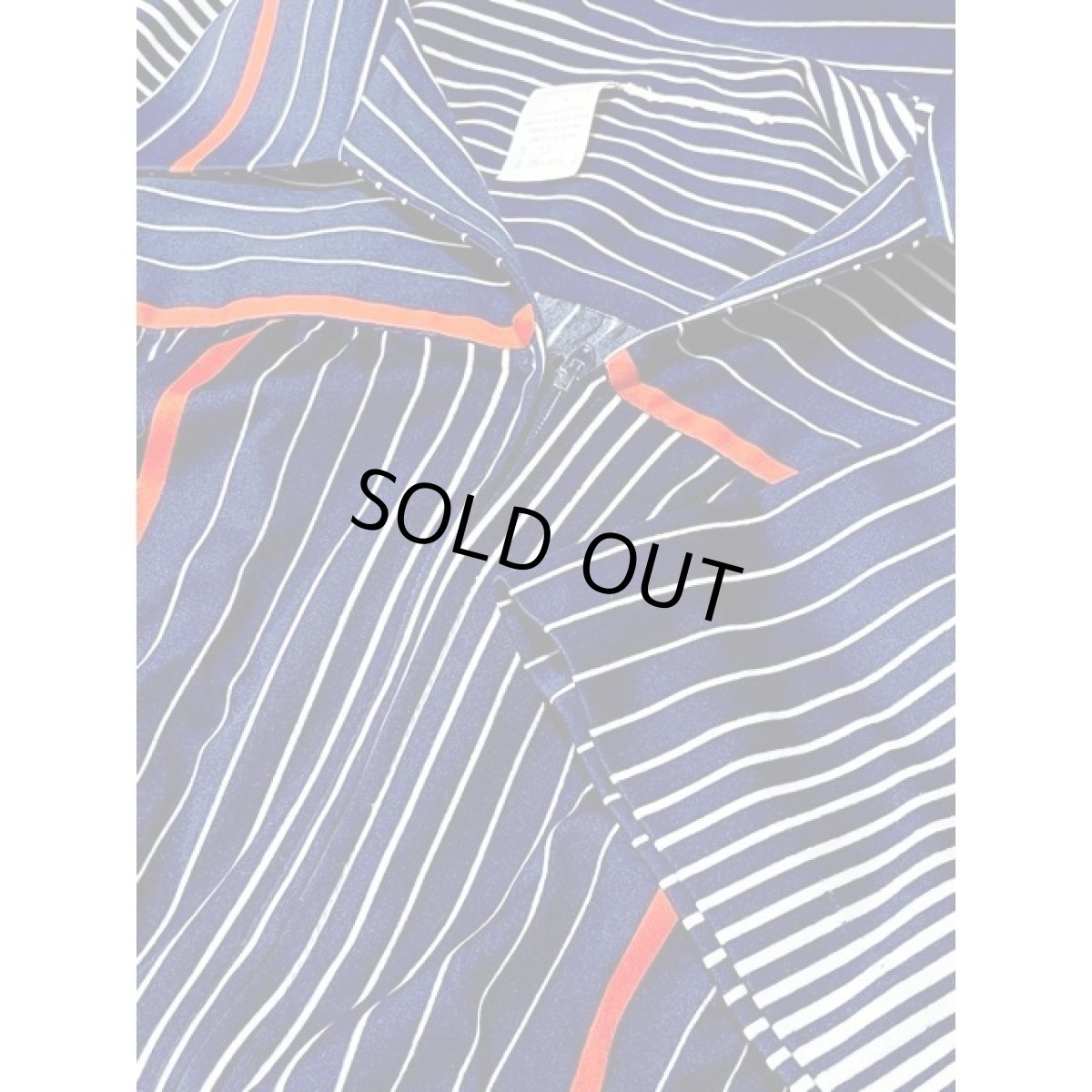 画像14: 大人マリンスタイル ストライプ柄 ボーダー柄 ネイビー 切り替えし フロントジッパー ウエストリボン半袖 レトロ USA古着 ヴィンテージオールインワン (14)