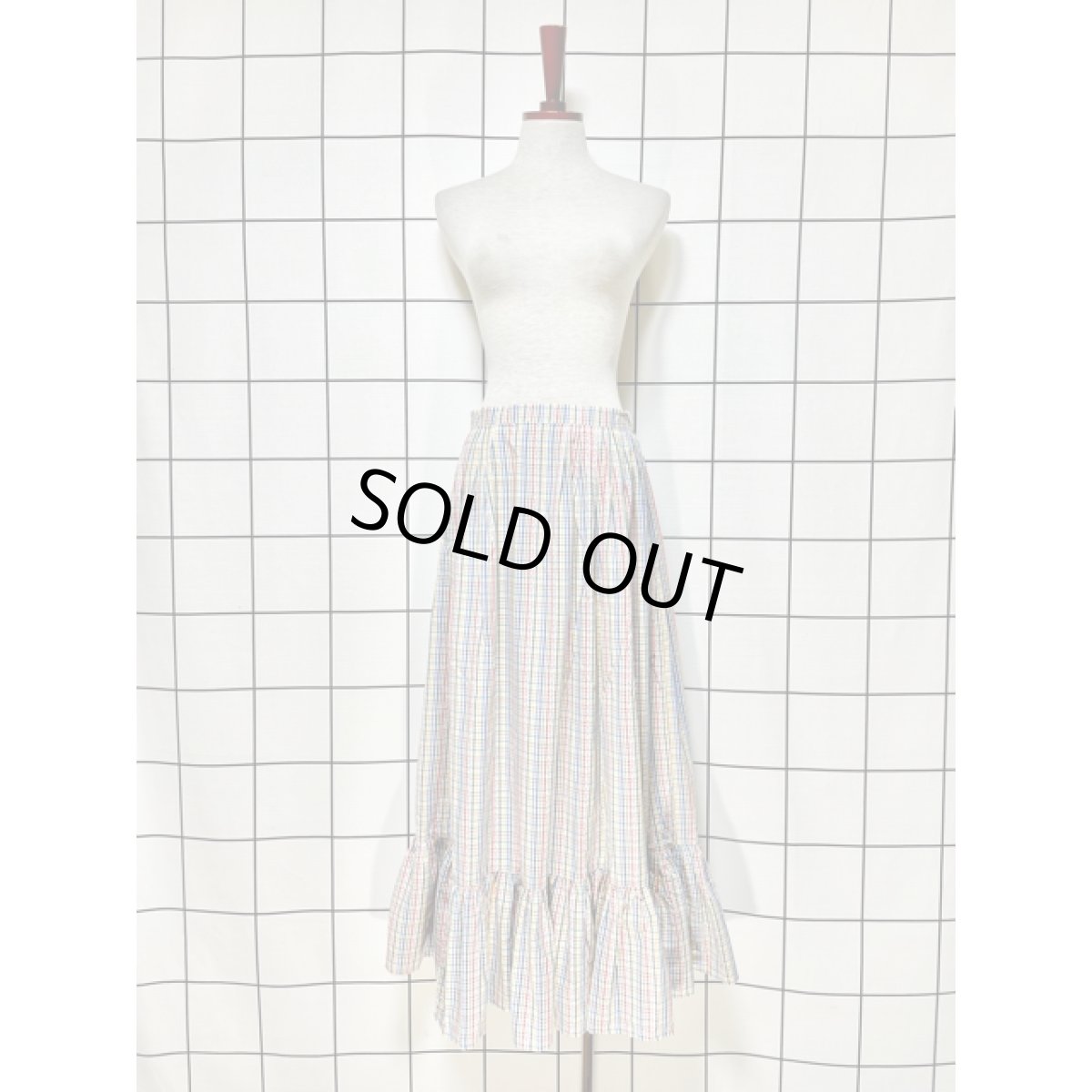 画像3: ドイツ製 チェック柄 ティアード ヨーロッパ古着 ヴィンテージ ロングスカート (3)