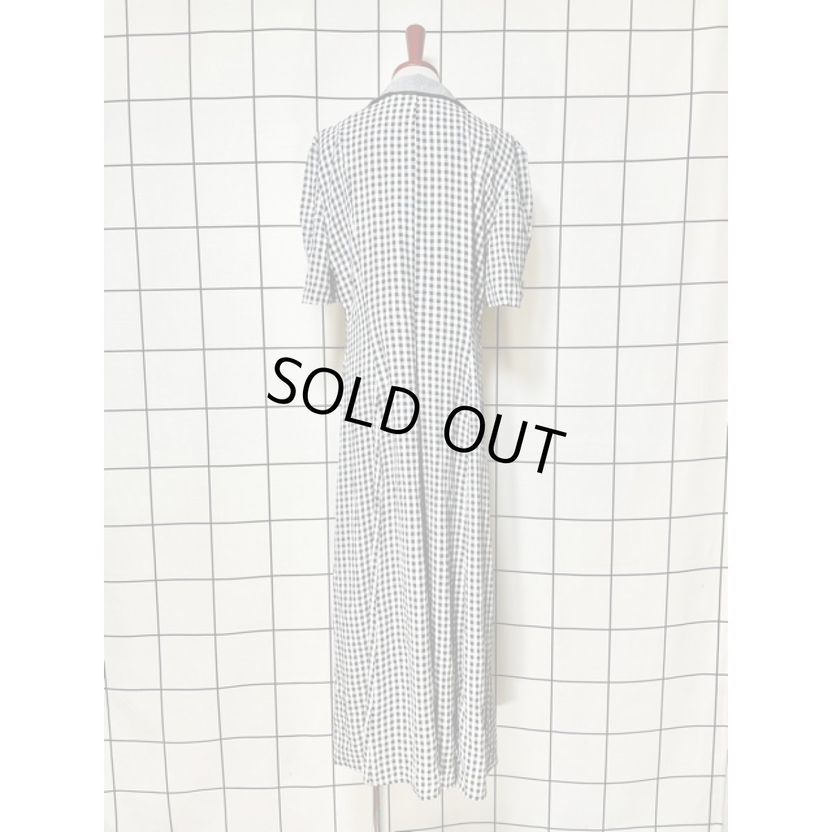 画像2: ギンガムチェック 前開き モノトーン 半袖 レトロ アメリカ古着 ヴィンテージシャツワンピース (2)