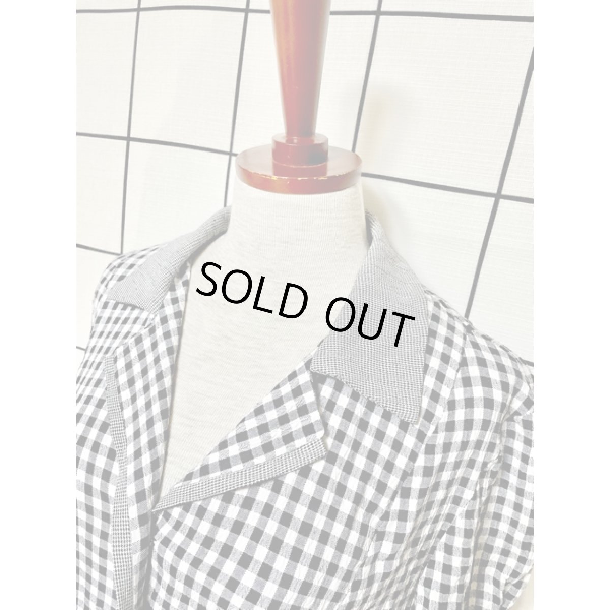 画像4: ギンガムチェック 前開き モノトーン 半袖 レトロ アメリカ古着 ヴィンテージシャツワンピース (4)