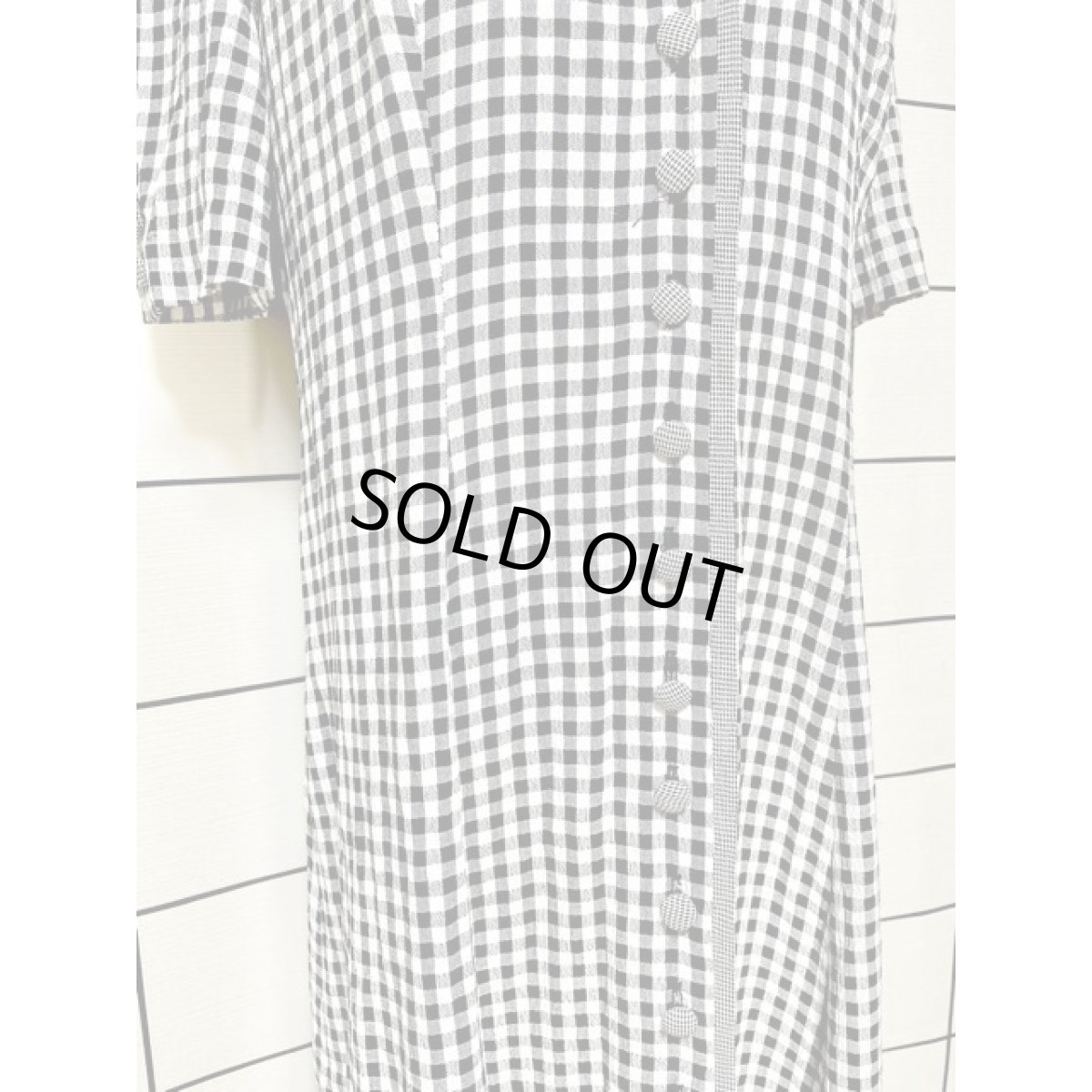 画像7: ギンガムチェック 前開き モノトーン 半袖 レトロ アメリカ古着 ヴィンテージシャツワンピース (7)