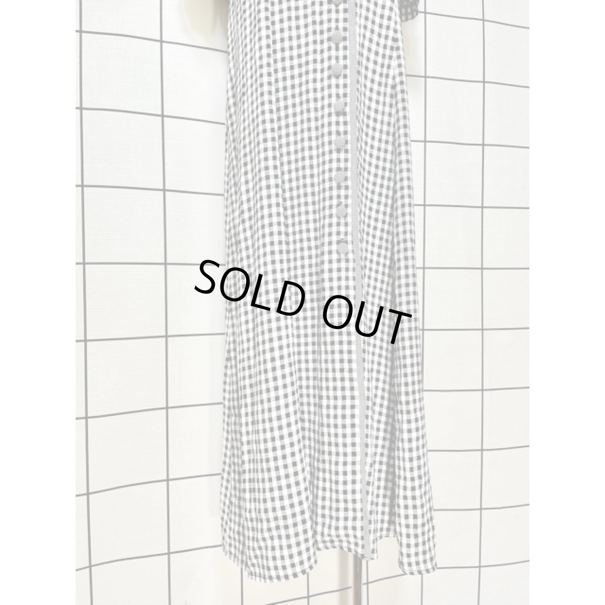 画像8: ギンガムチェック 前開き モノトーン 半袖 レトロ アメリカ古着 ヴィンテージシャツワンピース (8)