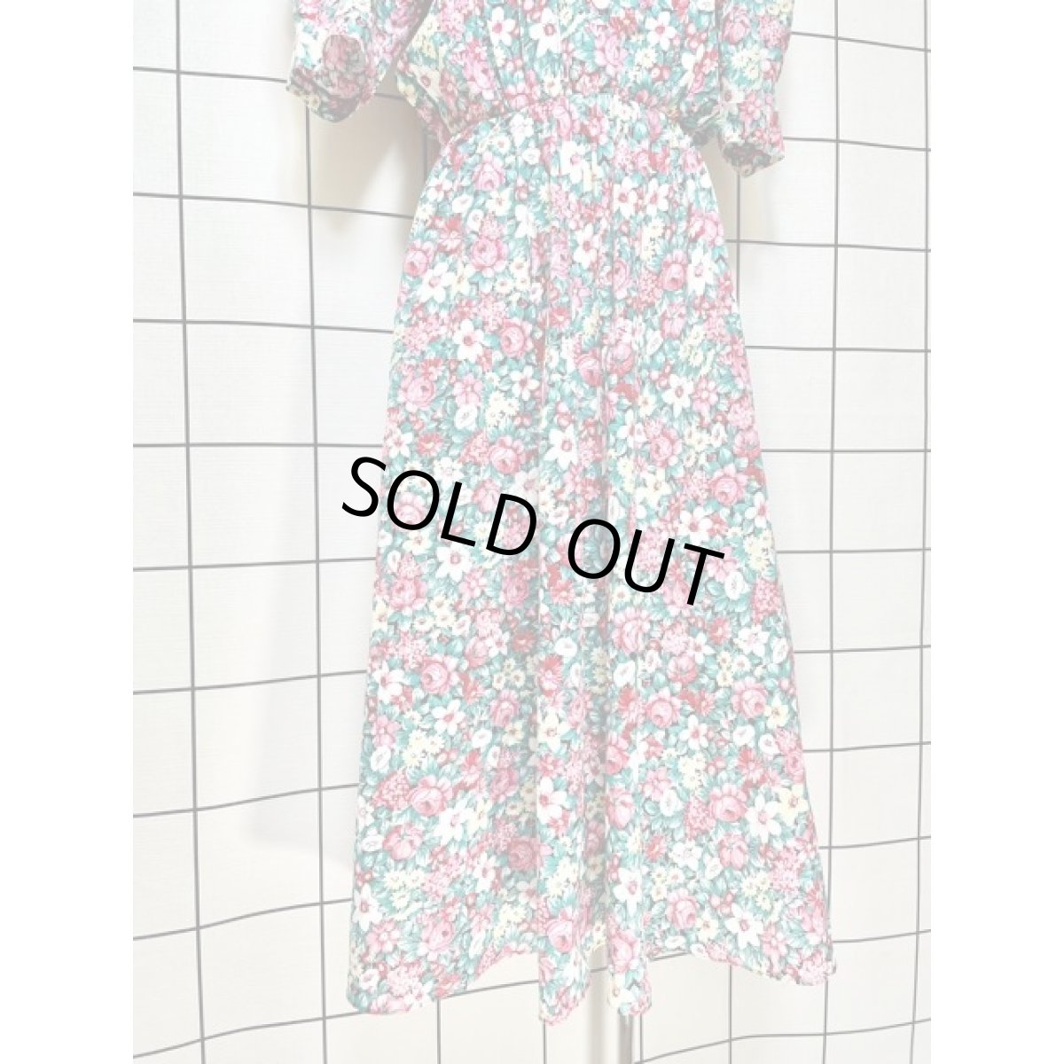 画像10: 総花柄 花刺繍入りレース襟 ウエストゴム クラシカル ガーリー レトロ アメリカ古着 ヴィンテージワンピース (10)