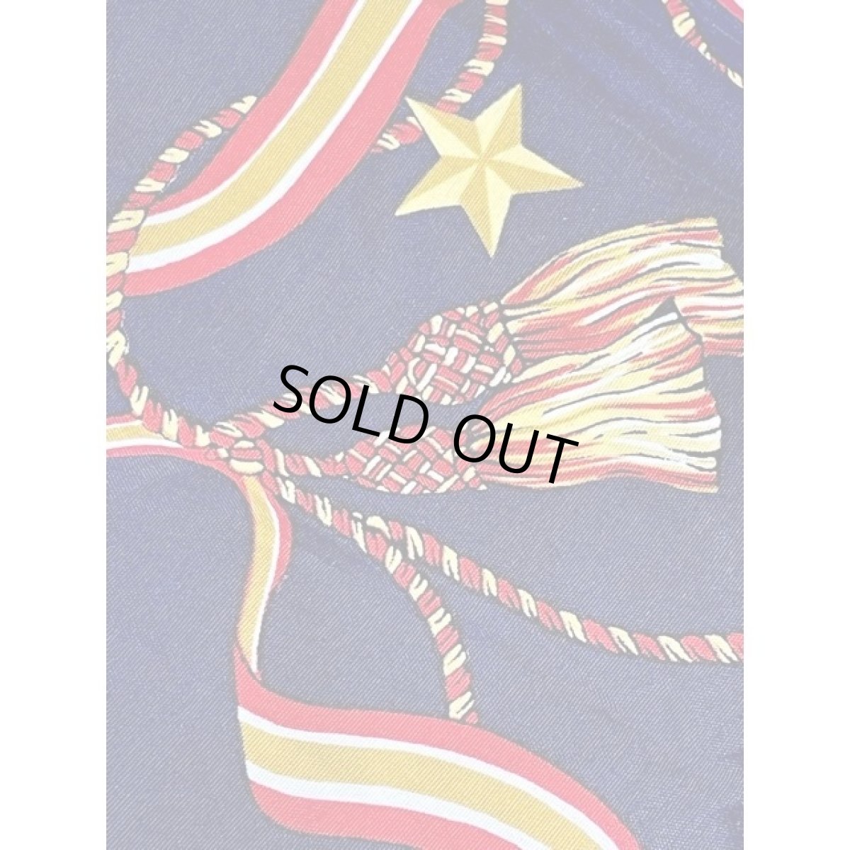 画像9: タッセル柄 スター スカーフ柄 ネイビー ウエストゴム レトロ アメリカ古着 ヴィンテージスカート (9)