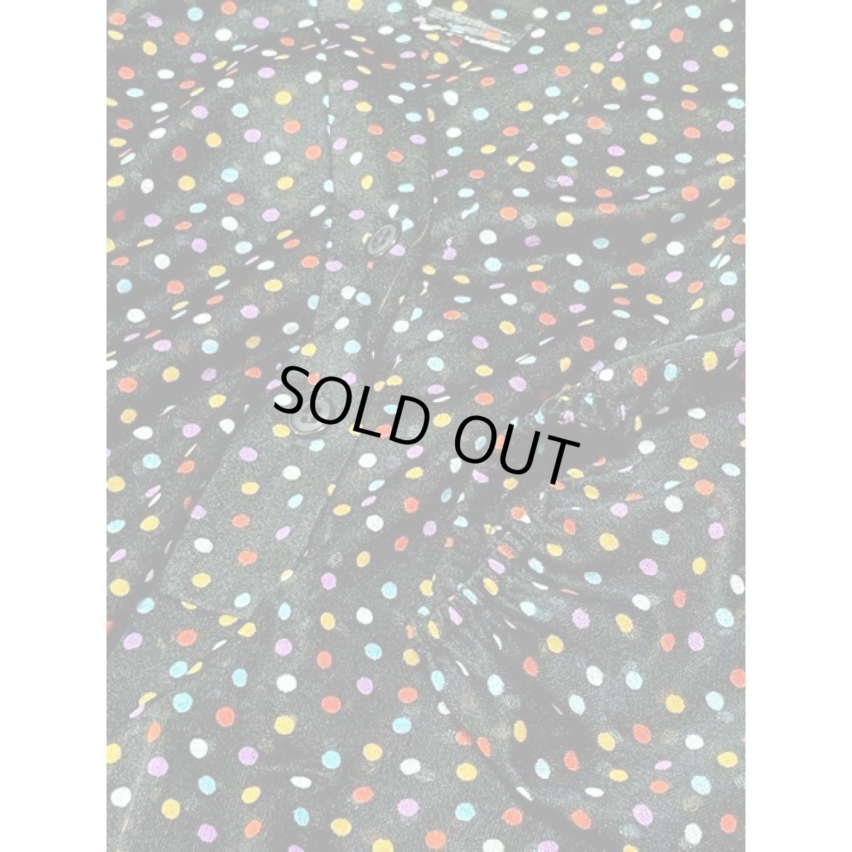 画像11: カラフルドット ドルマンスリーブ ブラック ウエストゴム レトロ アメリカ古着 ヴィンテージワンピース (11)