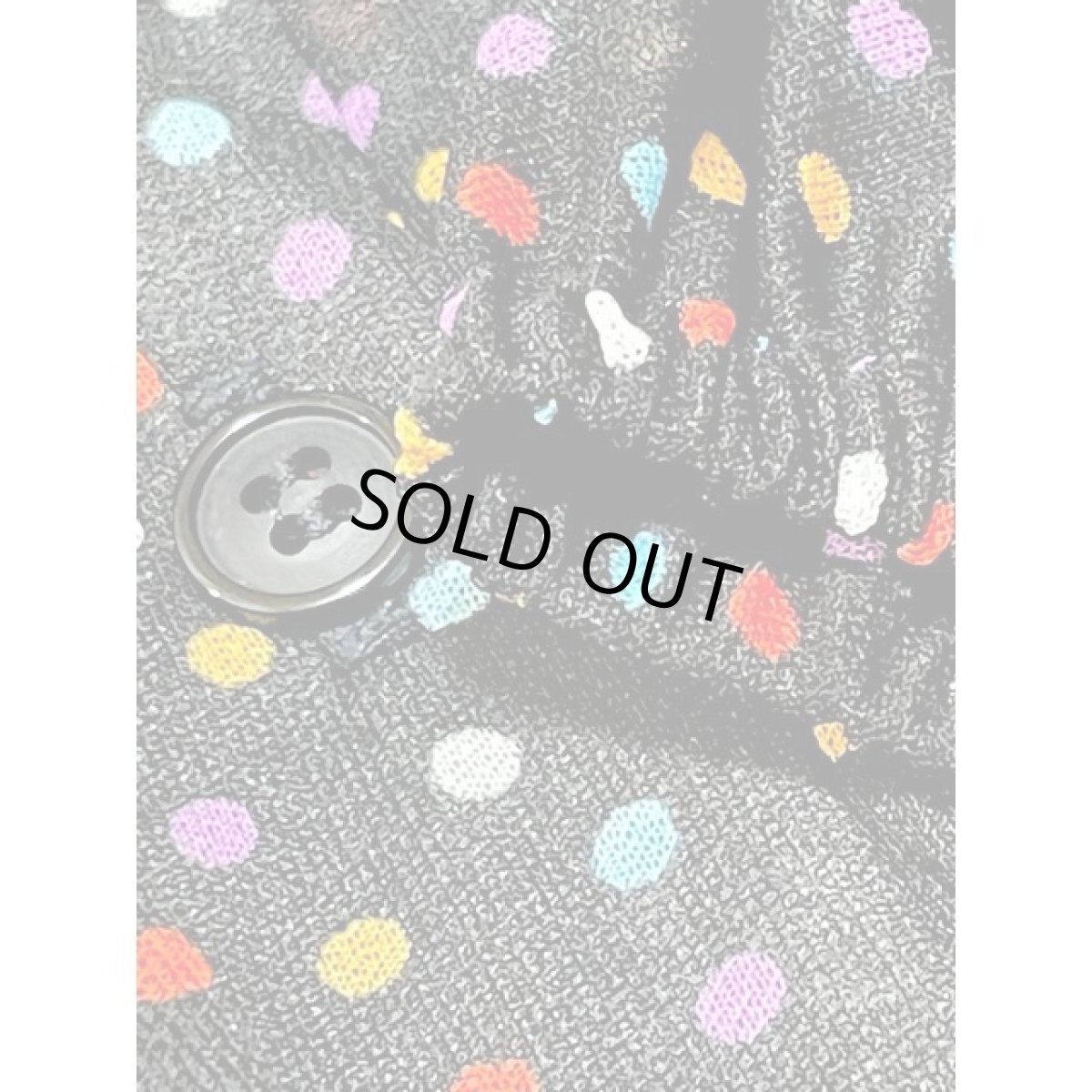 画像13: カラフルドット ドルマンスリーブ ブラック ウエストゴム レトロ アメリカ古着 ヴィンテージワンピース (13)