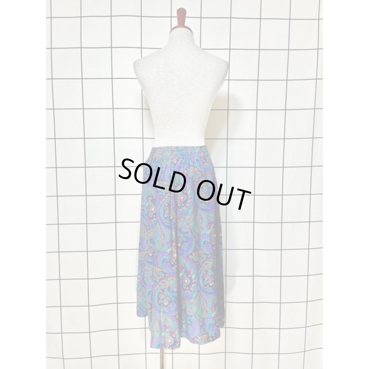 画像3: レトロサイケ ウエストゴム レトロ アメリカ古着 ヴィンテージスカート (3)