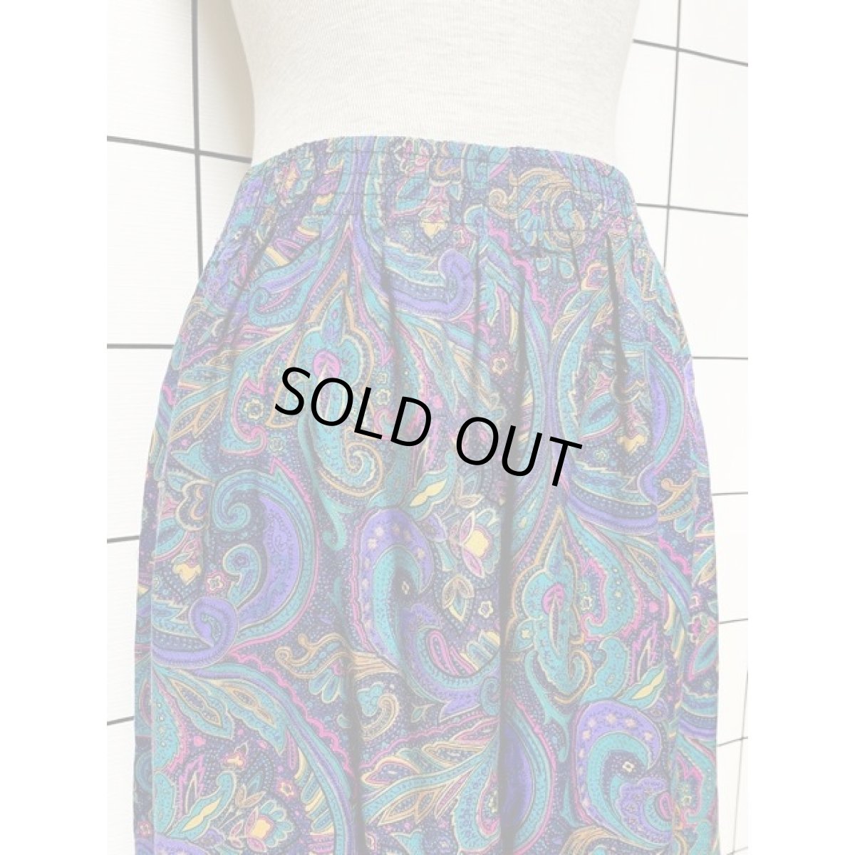 画像5: レトロサイケ ウエストゴム レトロ アメリカ古着 ヴィンテージスカート (5)