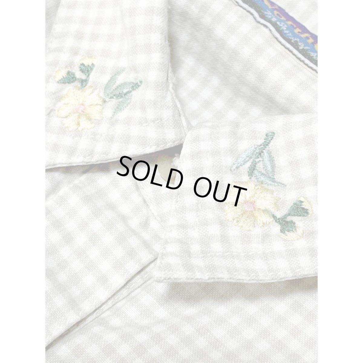 画像10: チェック柄  花刺繍 襟にも刺繍 レトロ アメリカ古着 半袖 シャツ ヴィンテージブラウス (10)