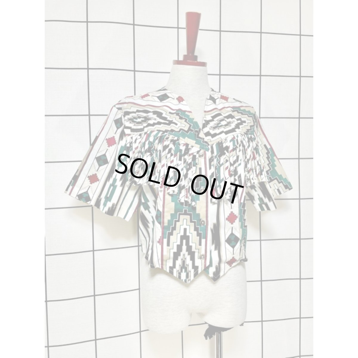 画像3: チマヨ柄 フリンジ フォークロア アメリカ古着 レトロ ヴィンテージブラウス (3)