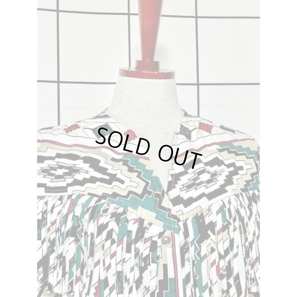 画像5: チマヨ柄 フリンジ フォークロア アメリカ古着 レトロ ヴィンテージブラウス (5)