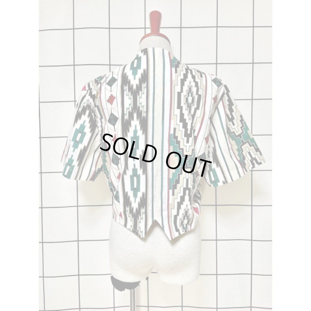 画像2: チマヨ柄 フリンジ フォークロア アメリカ古着 レトロ ヴィンテージブラウス (2)