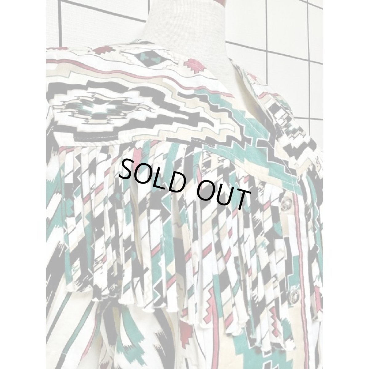 画像7: チマヨ柄 フリンジ フォークロア アメリカ古着 レトロ ヴィンテージブラウス (7)