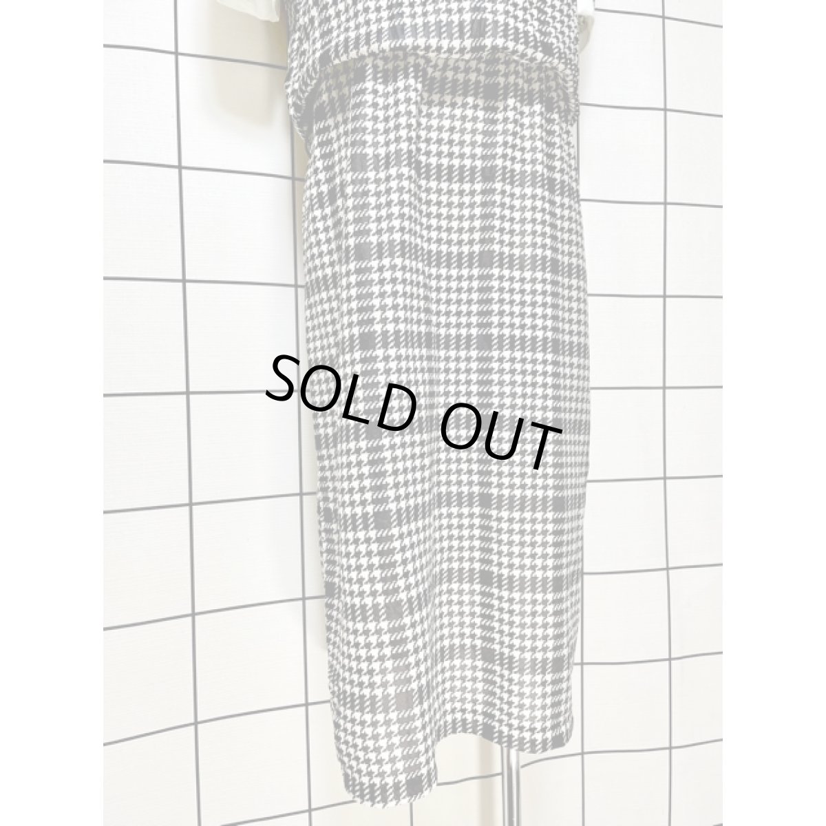 画像10: 千鳥格子柄 フロントリボン レース 半袖 アメリカ古着 レトロ ヴィンテージワンピース (10)