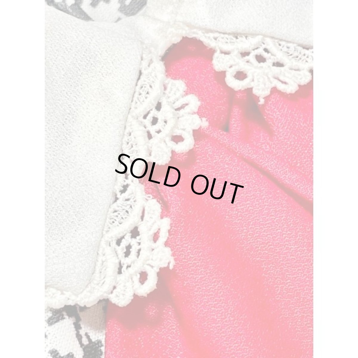 画像12: 千鳥格子柄 フロントリボン レース 半袖 アメリカ古着 レトロ ヴィンテージワンピース (12)