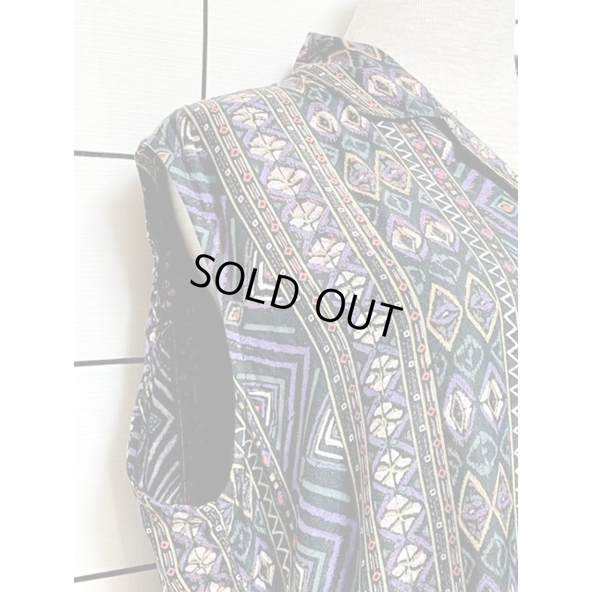 画像6: フォークロア模様 前開き India レトロ 古着 ノースリーブ ヴィンテージワンピース (6)