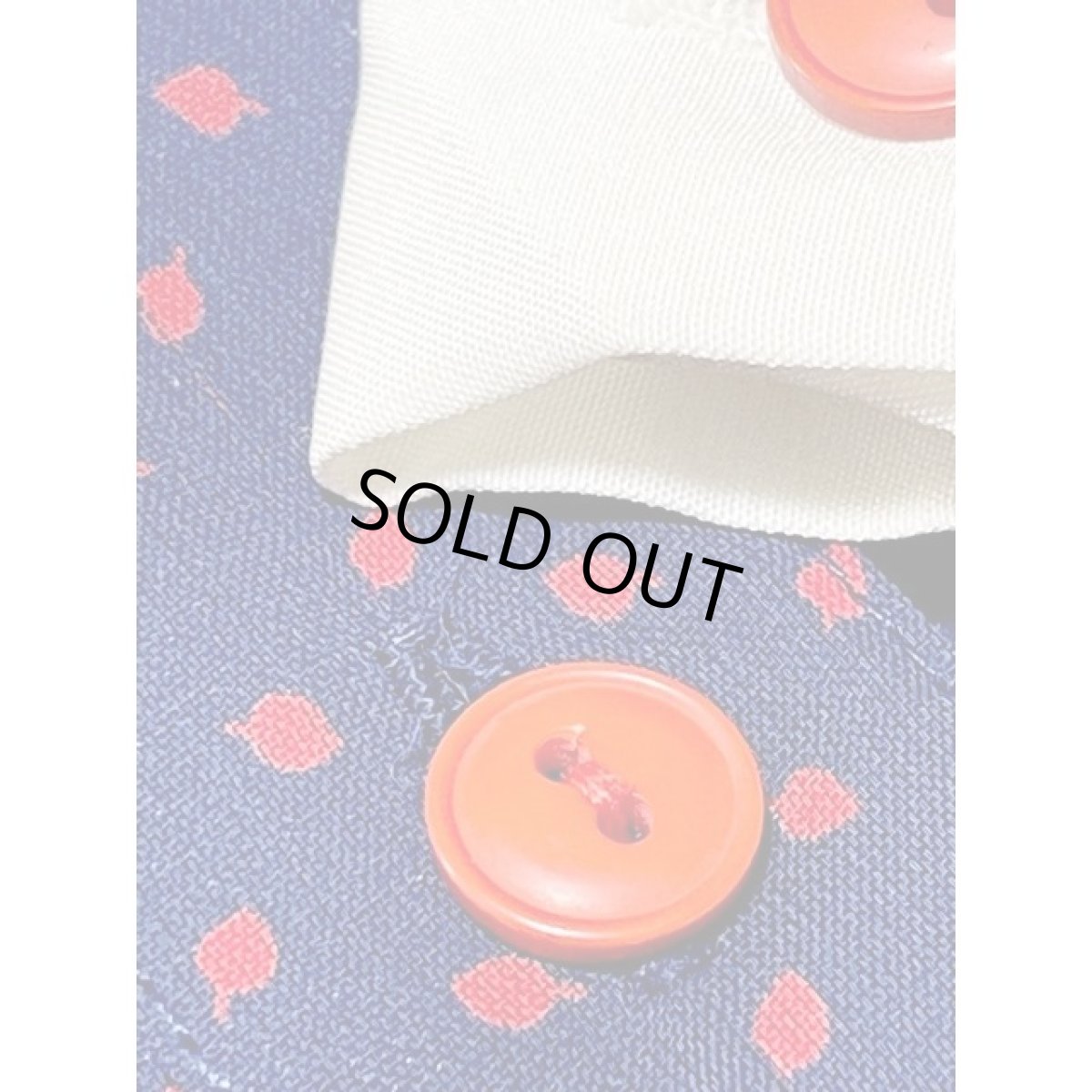 画像12: リーフモチーフプリント 前開き ネイビー ホワイト襟 レトロ 長袖 アメリカ古着 ヴィンテージワンピース (12)