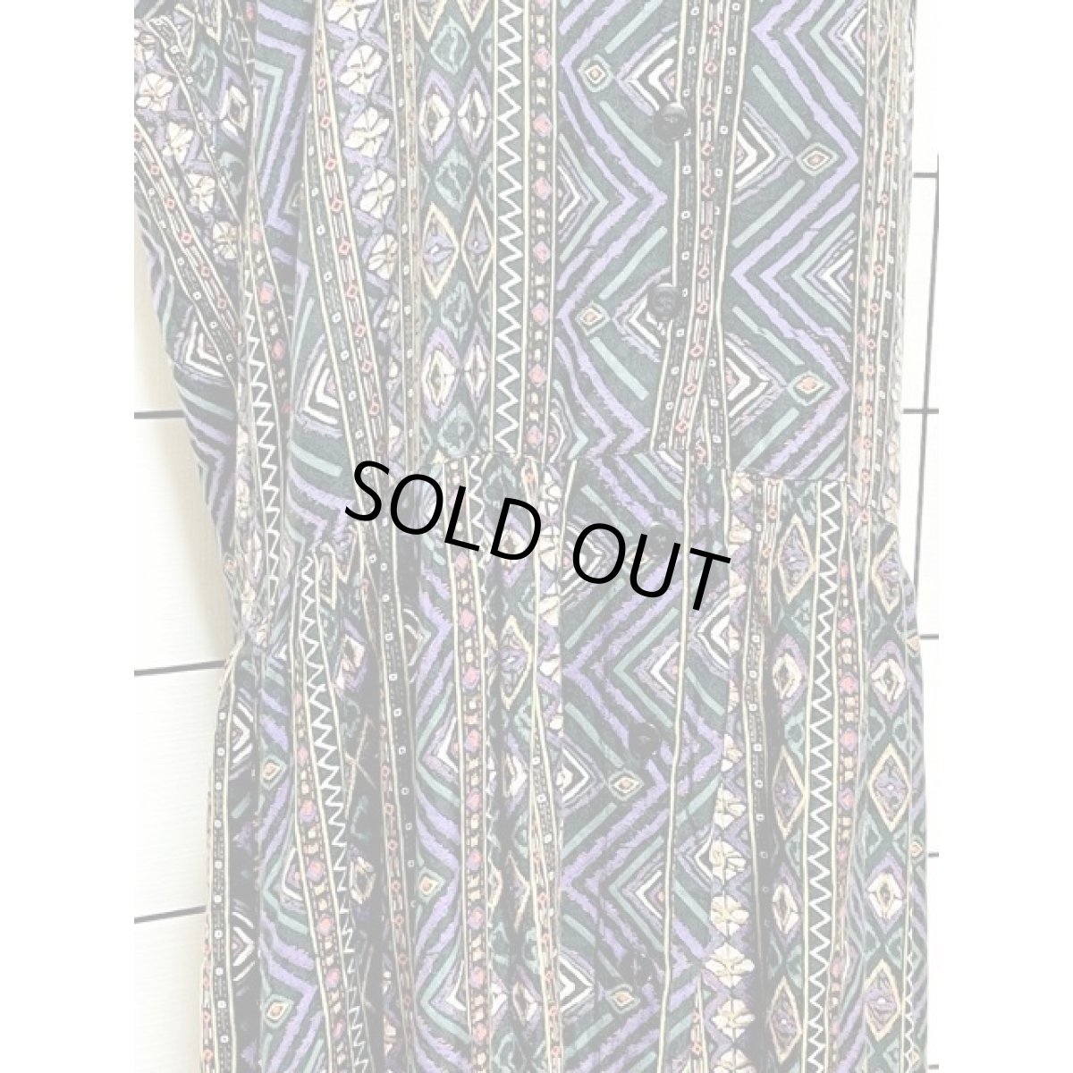 画像7: フォークロア模様 前開き India レトロ 古着 ノースリーブ ヴィンテージワンピース (7)