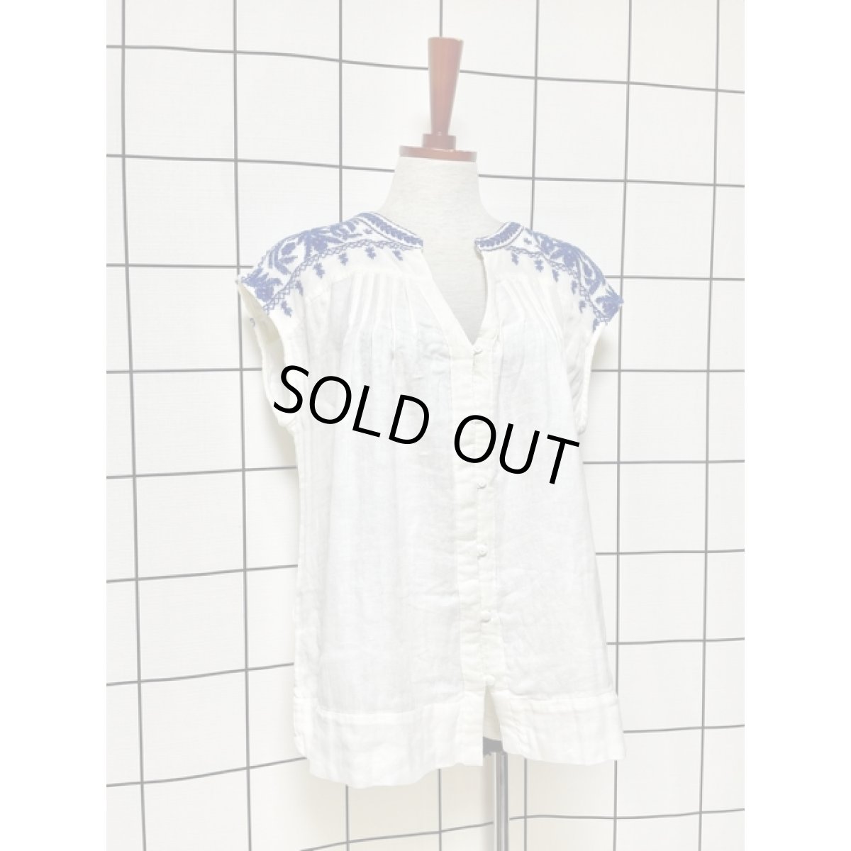 画像4: 刺繍 レトロ アメリカ古着 半袖 シャツ ヴィンテージブラウス (4)