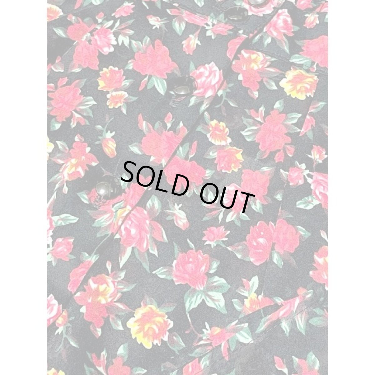 画像9: 花柄 前開き ウエストゴム ブラック レトロ アメリカ古着 ヴィンテージスカート (9)