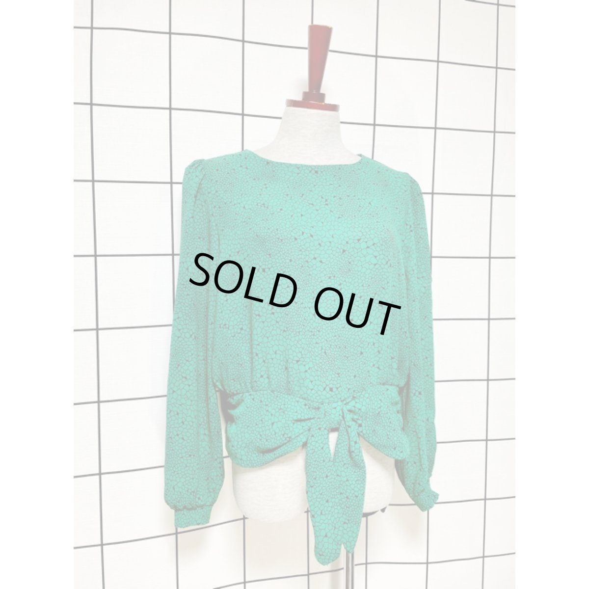 画像3: ウエストリボン パフスリーブ プルオーバー アメリカ古着 レトロ シャツ トップス (3)