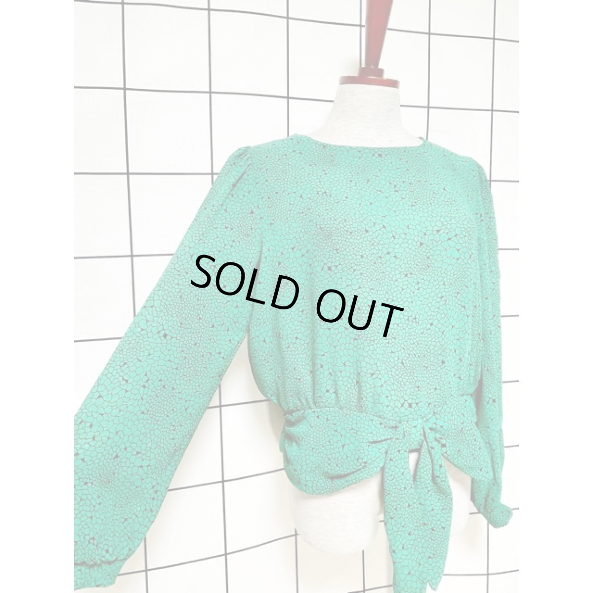 画像6: ウエストリボン パフスリーブ プルオーバー アメリカ古着 レトロ シャツ トップス (6)