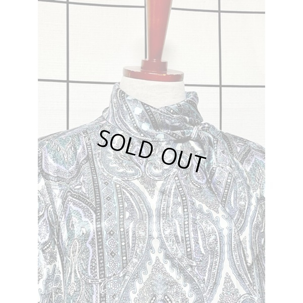 画像5: オリエンタル調プリント シングルタイ ブラウス アメリカ 古着 ヴィンテージ 長袖 シャツ (5)