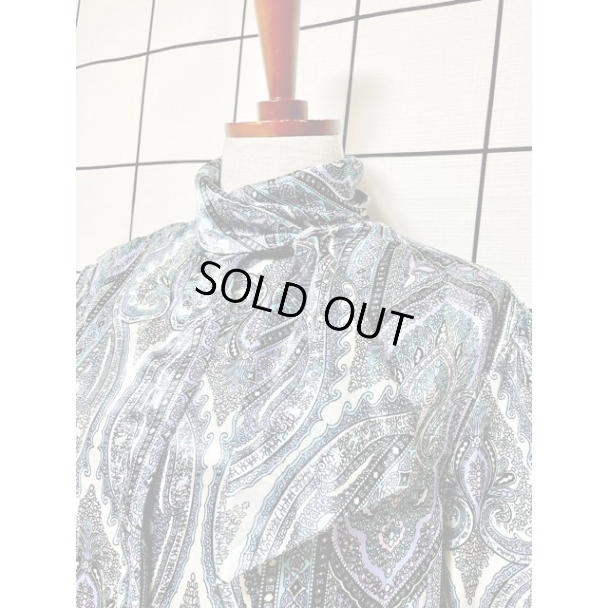 画像8: オリエンタル調プリント シングルタイ ブラウス アメリカ 古着 ヴィンテージ 長袖 シャツ (8)