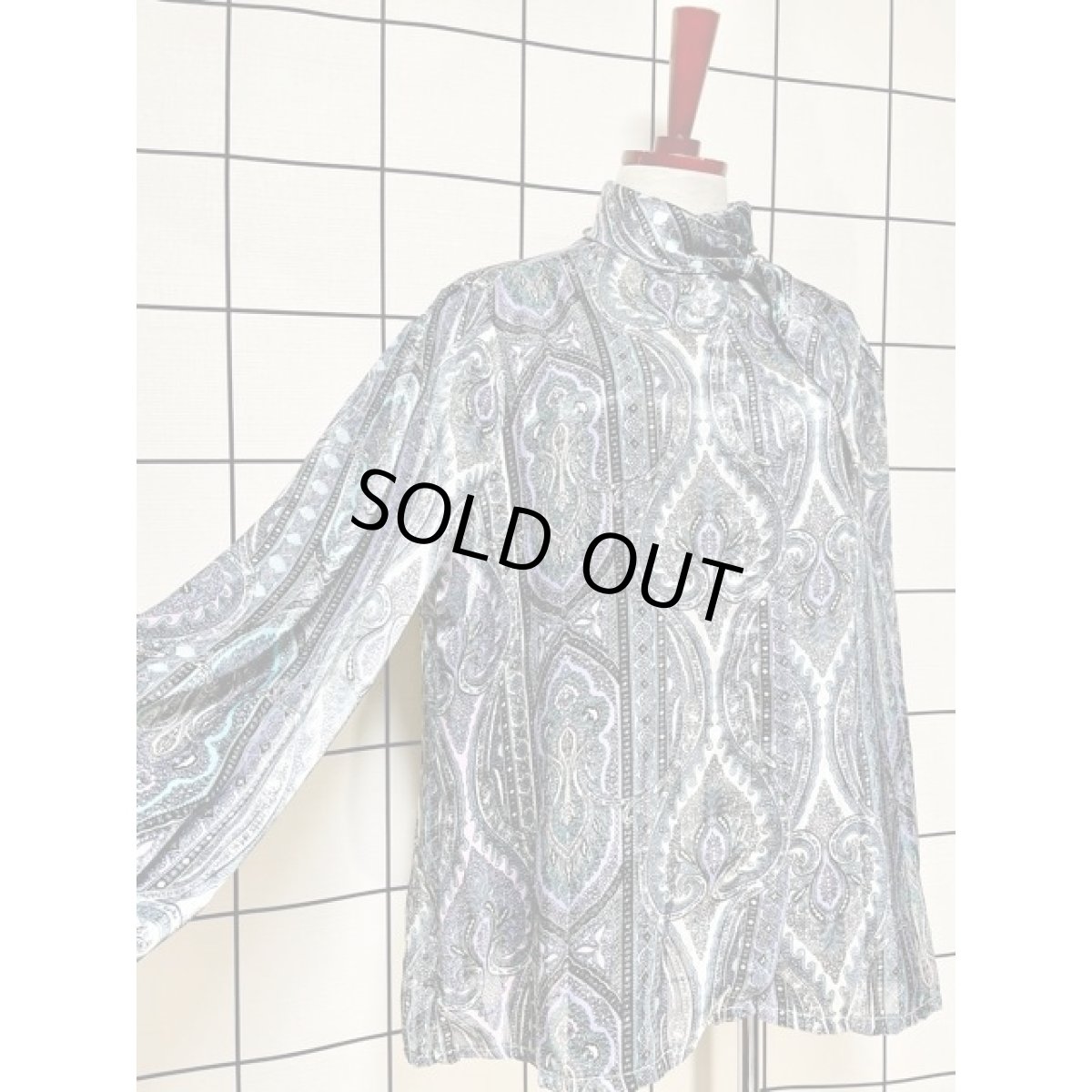 画像6: オリエンタル調プリント シングルタイ ブラウス アメリカ 古着 ヴィンテージ 長袖 シャツ (6)