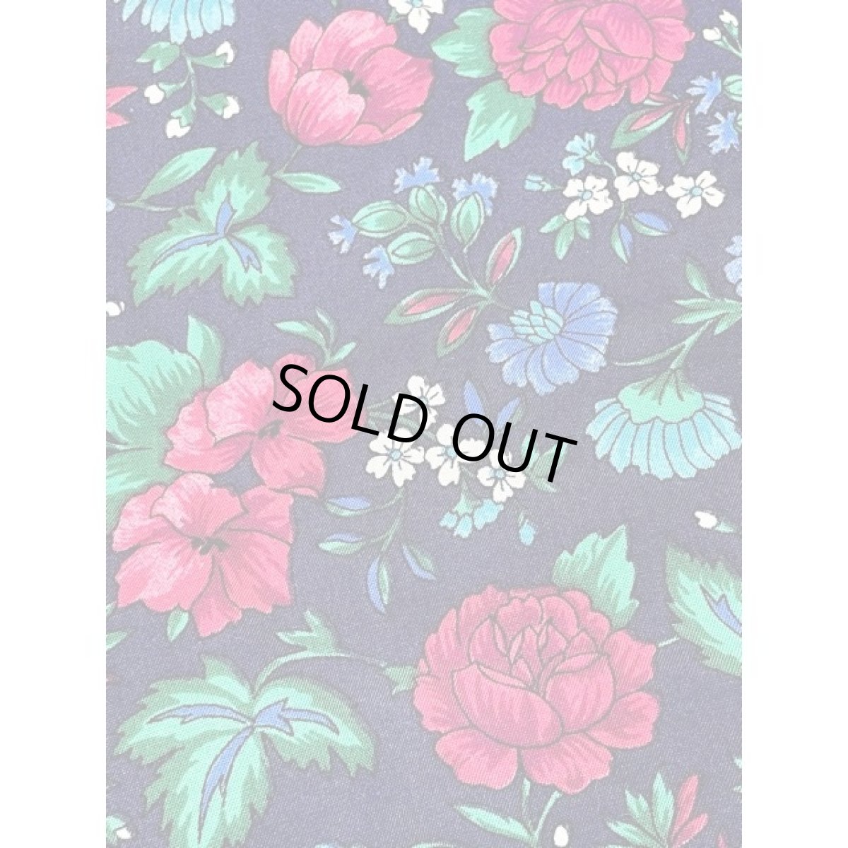 画像12: アンティークフラワー ネイビー ウエストゴム ワンピース レトロ ヴィンテージ 半袖 アメリカ古着 (12)