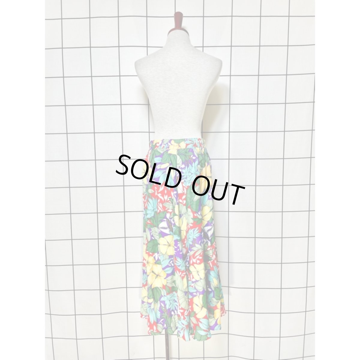 画像3: カラフル ボタニカル柄 ウエストゴム レトロ アメリカ古着 ヴィンテージロングスカート (3)