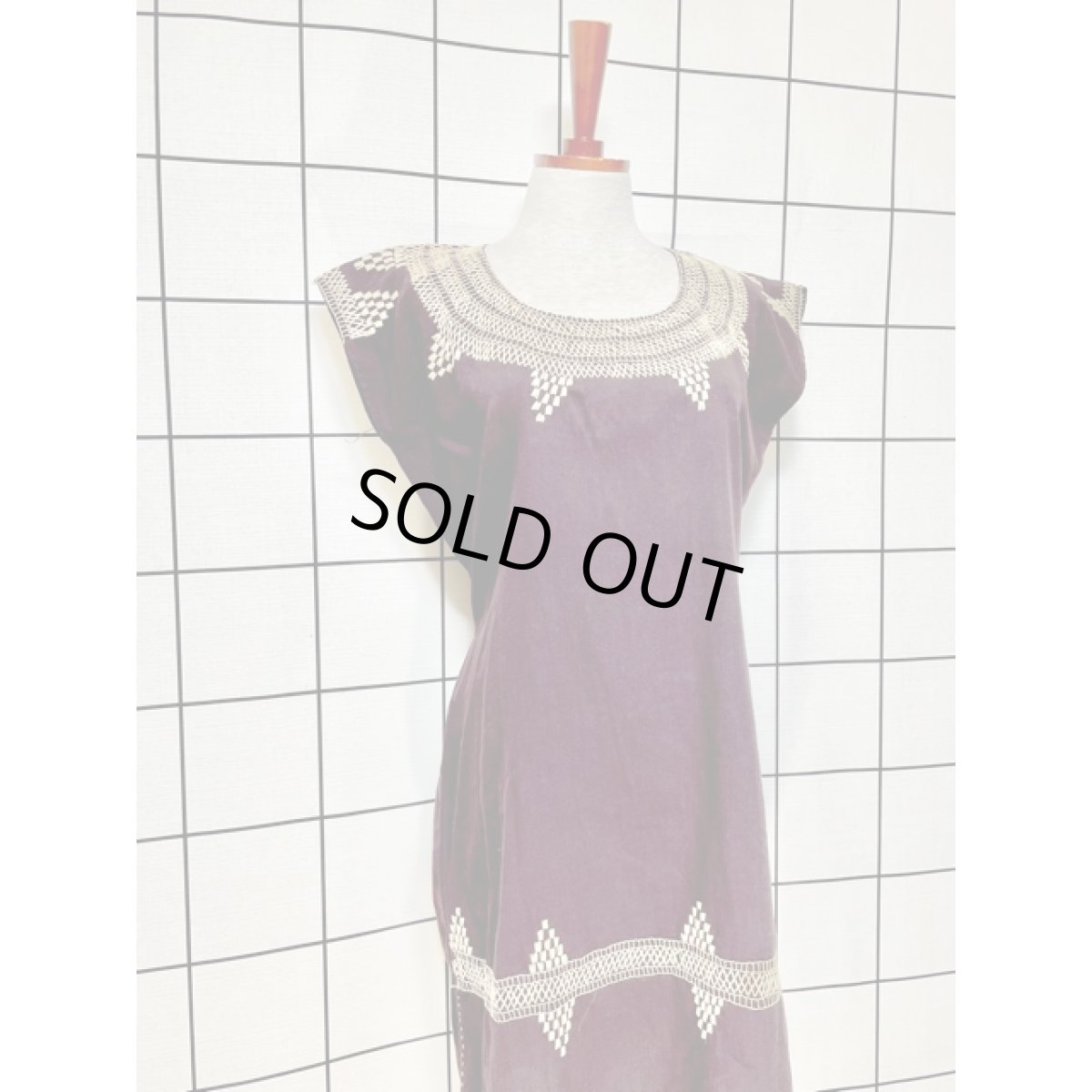 画像5: 刺繍 ブラウン ワンピース レトロ アメリカ古着 ヴィンテージ (5)