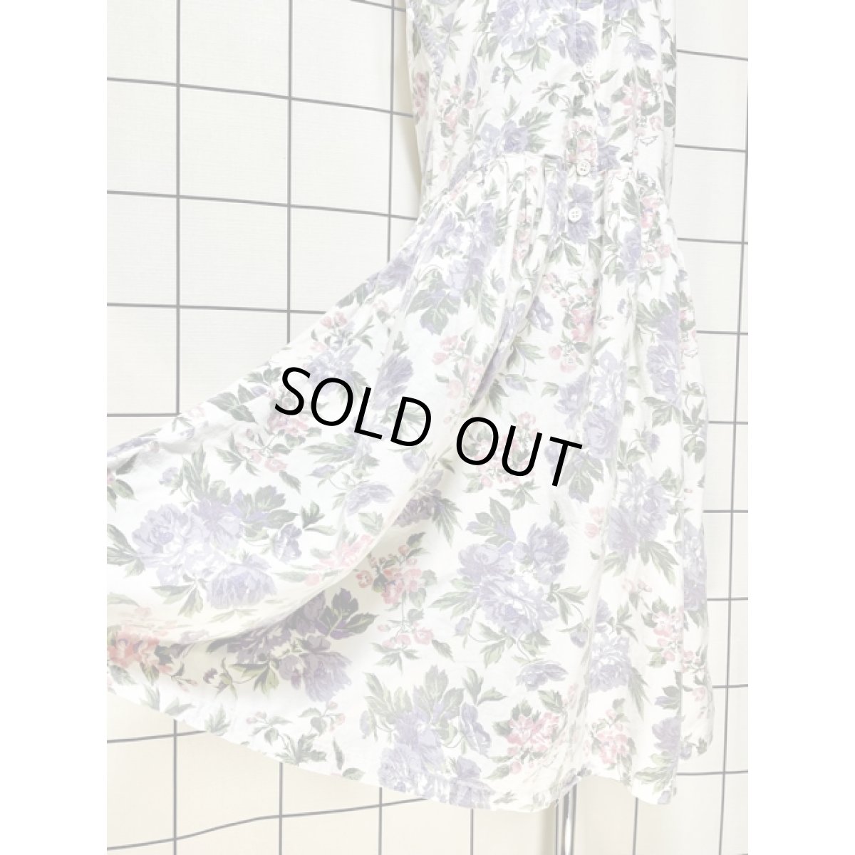 画像9: アンティークフラワー柄 ノースリーブ レトロ アメリカ古着 ヴィンテージワンピース (9)