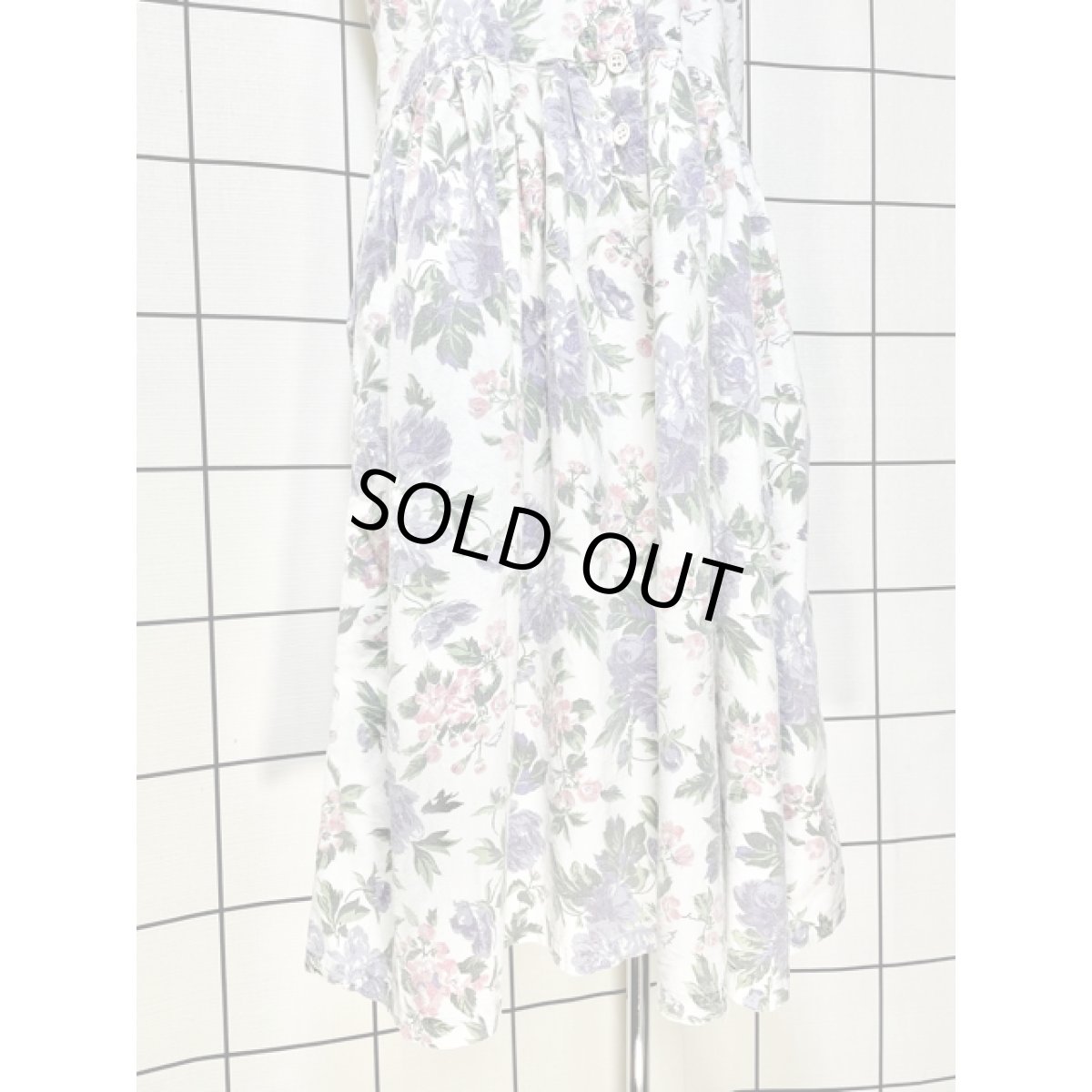 画像8: アンティークフラワー柄 ノースリーブ レトロ アメリカ古着 ヴィンテージワンピース (8)