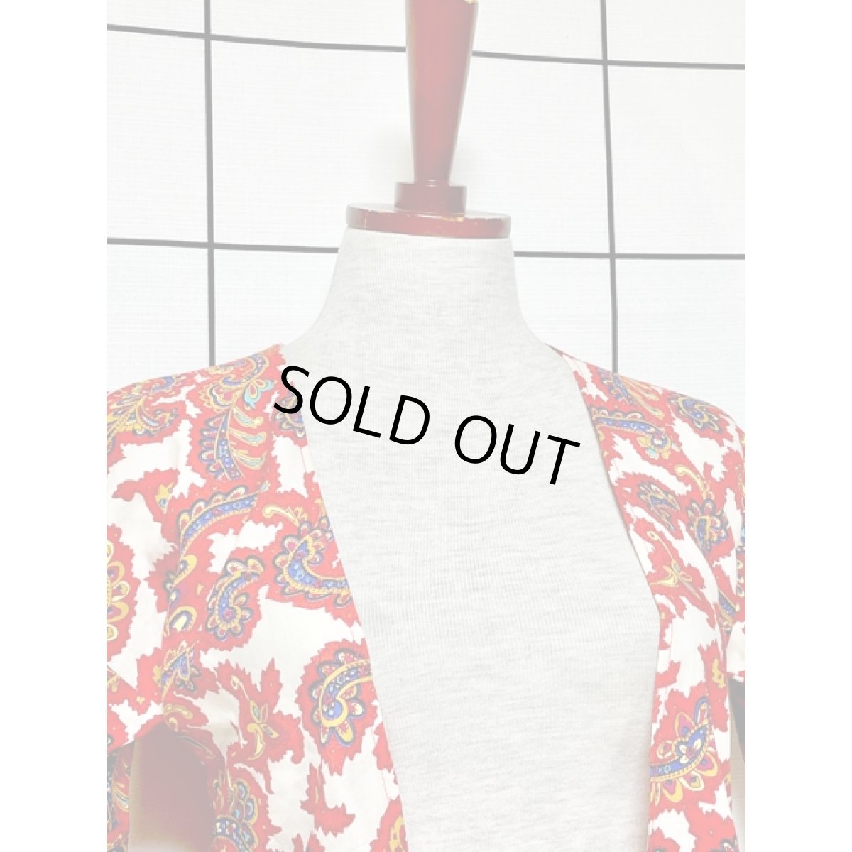 画像6: レトロ 柄 前開き 袖先レース 羽織り USA古着 ブラウス シャツ トップス (6)