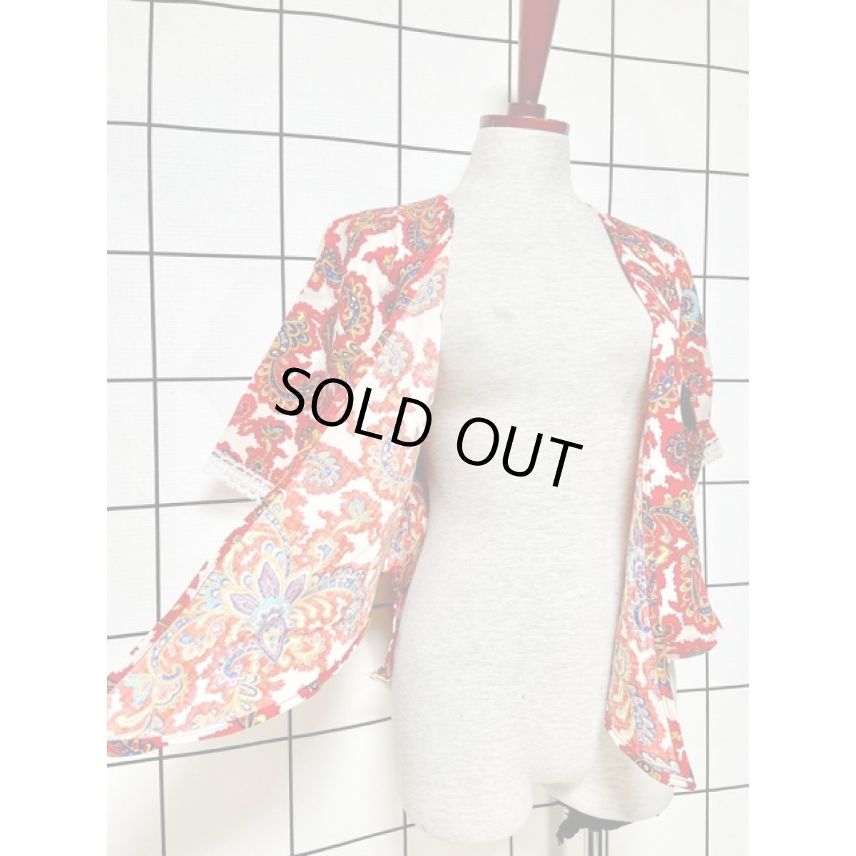 画像11: レトロ 柄 前開き 袖先レース 羽織り USA古着 ブラウス シャツ トップス (11)