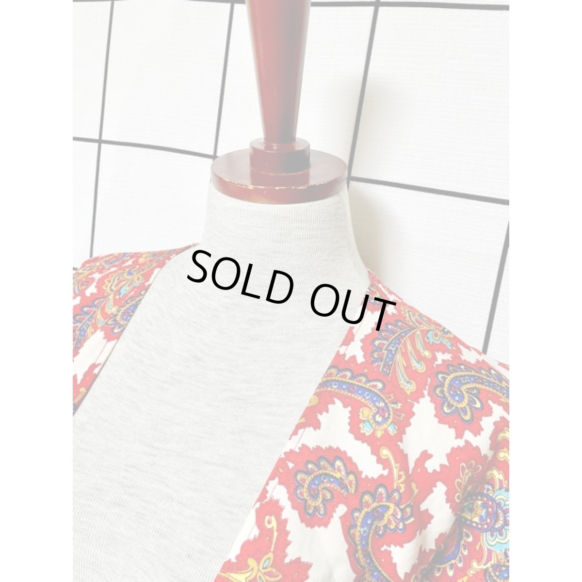 画像5: レトロ 柄 前開き 袖先レース 羽織り USA古着 ブラウス シャツ トップス (5)