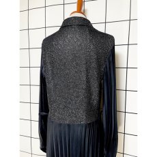 画像3: フランス古着 見事なプリーツデザイン ラメ織り ヨーロッパ ヴィンテージ ロングドレス ブラック パーティーや衣装にもおすすめ (3)