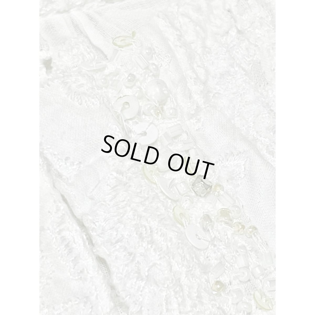 画像12: ホワイト 白 スパンコール ビーズ 透け感 レトロ ヨーロッパ古着 ヴィンテージワンピース (12)