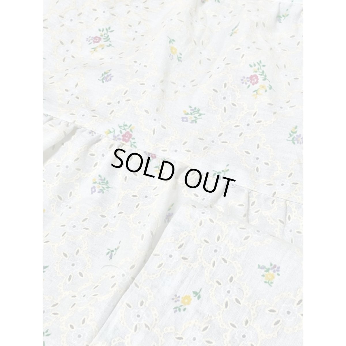 画像7: ライトブルー 小花柄 ティアード ガーリー クラシカル レトロ アメリカ古着 ヴィンテージスカート (7)