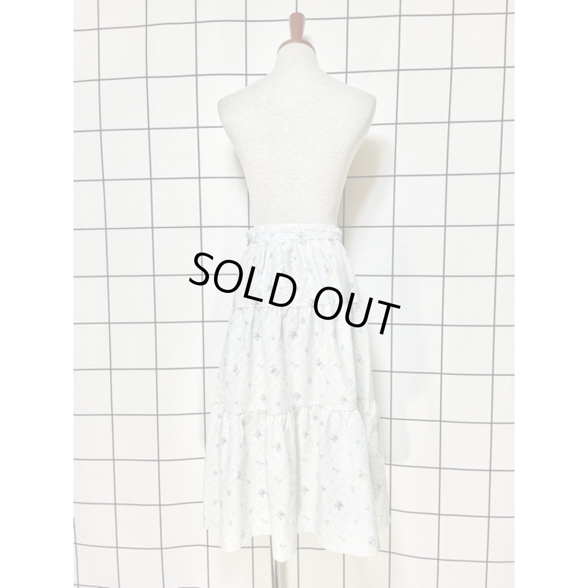 画像3: ライトブルー 小花柄 ティアード ガーリー クラシカル レトロ アメリカ古着 ヴィンテージスカート (3)