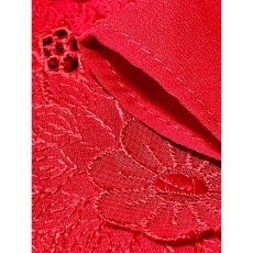 画像14: 刺繍 フラワーパッチ ウエストゴム レッド レトロ クラシカル アメリカ古着 ヴィンテージドレス (14)