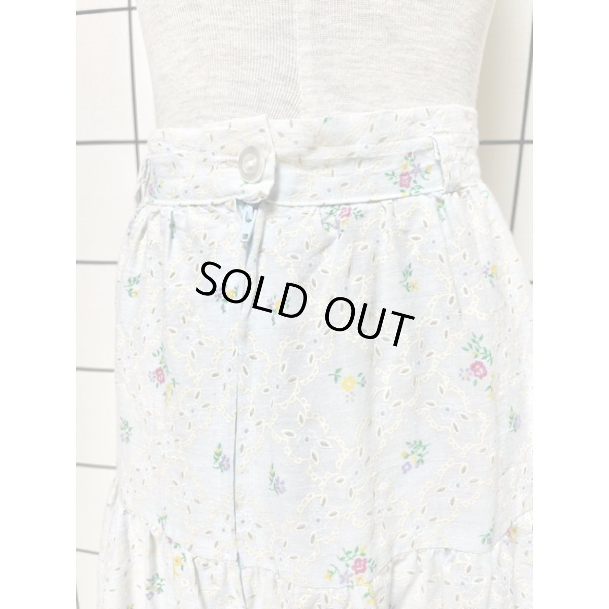 画像6: ライトブルー 小花柄 ティアード ガーリー クラシカル レトロ アメリカ古着 ヴィンテージスカート (6)