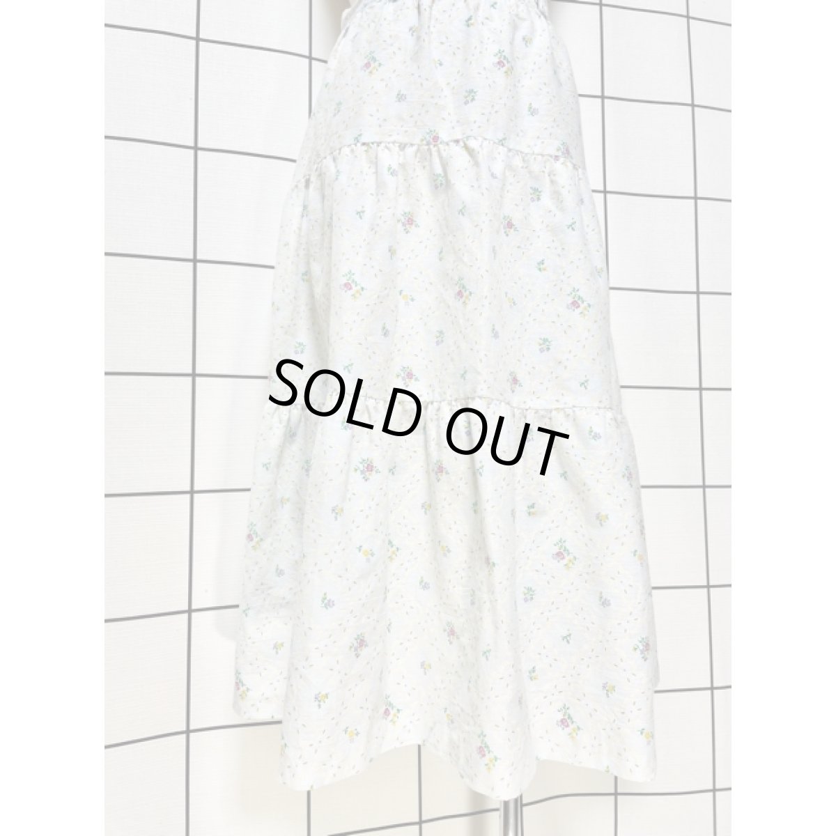 画像5: ライトブルー 小花柄 ティアード ガーリー クラシカル レトロ アメリカ古着 ヴィンテージスカート (5)