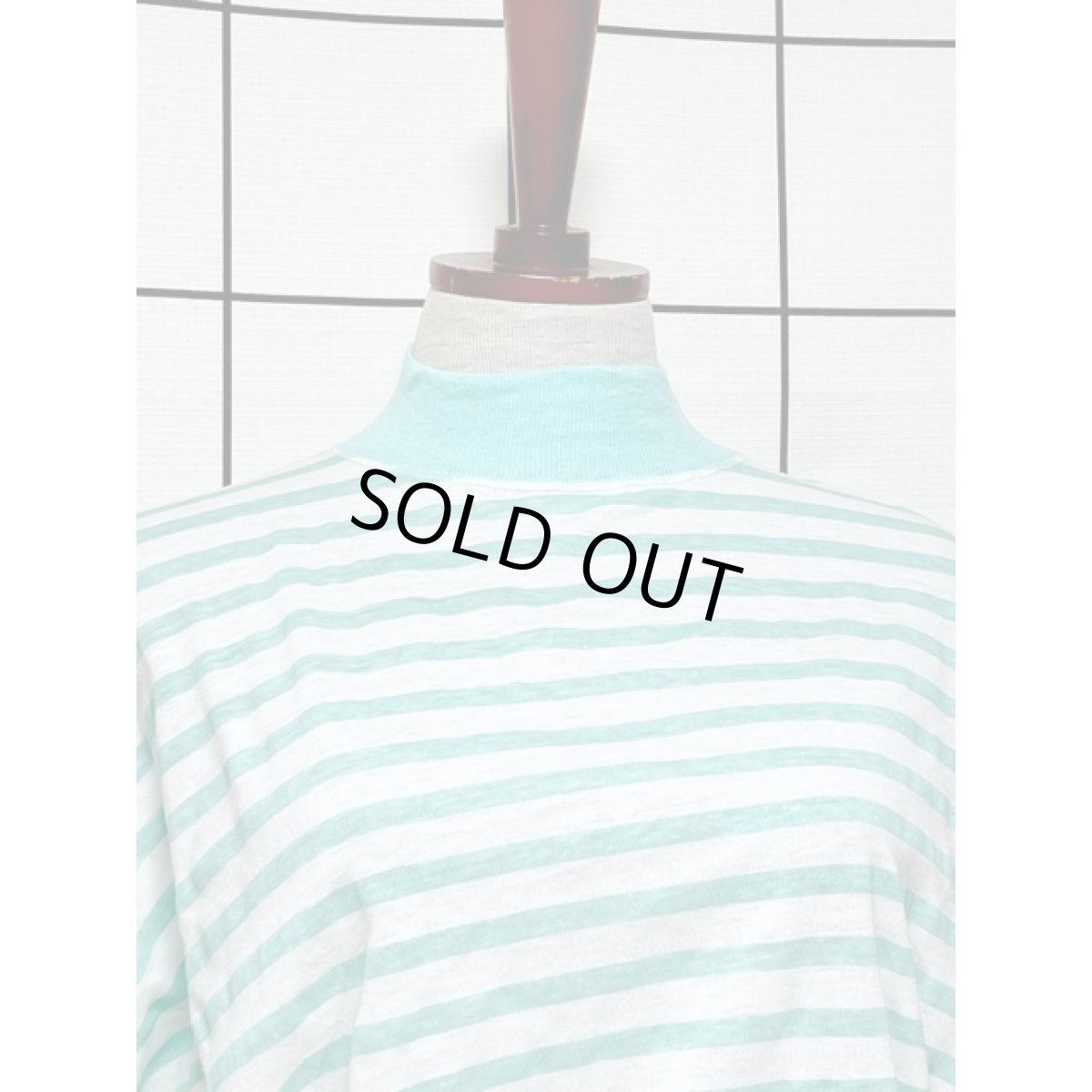 画像5: ポルトガル製 ボーダー ハイネック プルオーバー レトロ ヨーロッパ古着 半袖 シャツ ヴィンテージトップス (5)